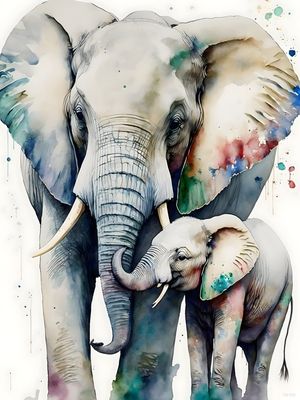 AQUARELA ANIMAL - ELEFANTE