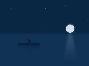 PESCADOR NO MAR AO LUAR