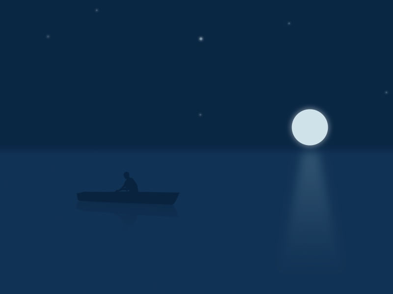 PESCADOR NO MAR AO LUAR