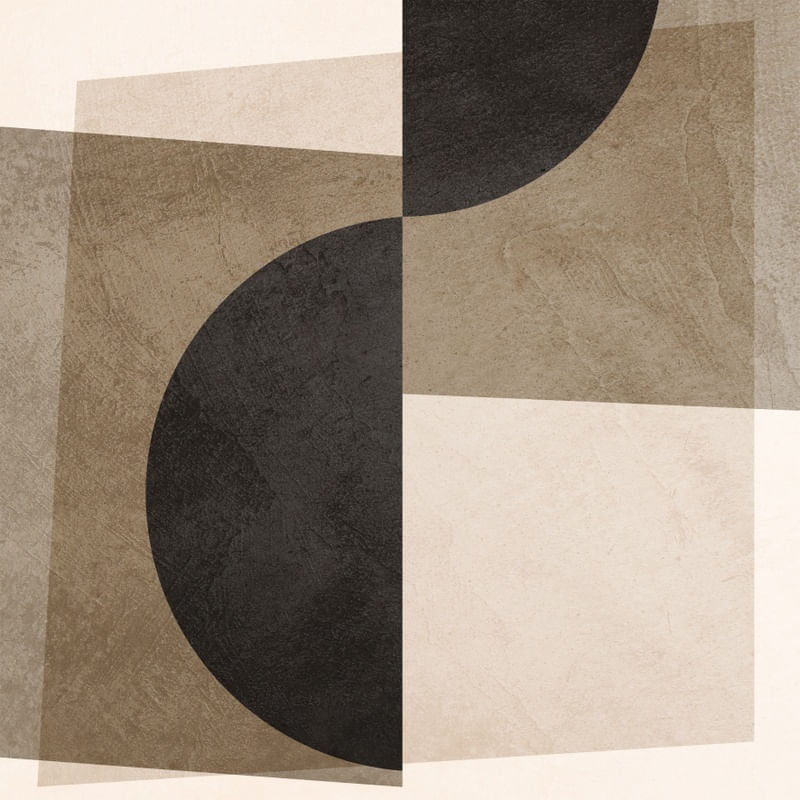 QUADRO DECORATIVO QUADRADO COLORIDO MARROM PRETO - ABSTRATO GEOMETRICO - 675A4-Q