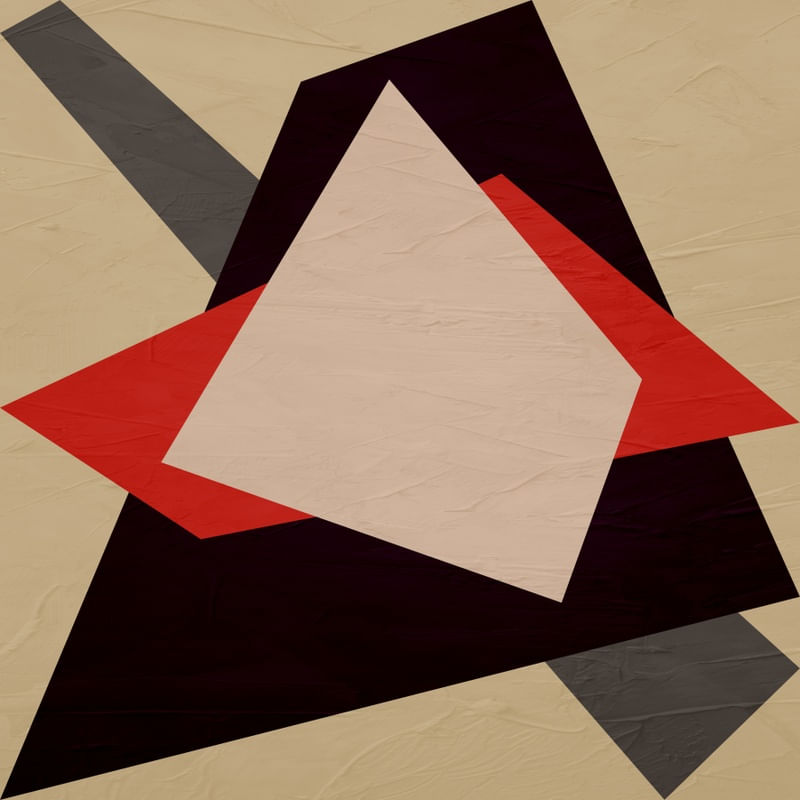 QUADRO DECORATIVO QUADRADO COLORIDO MARROM VERMELHO - ABSTRATO GEOMETRICO - 521A2-Q