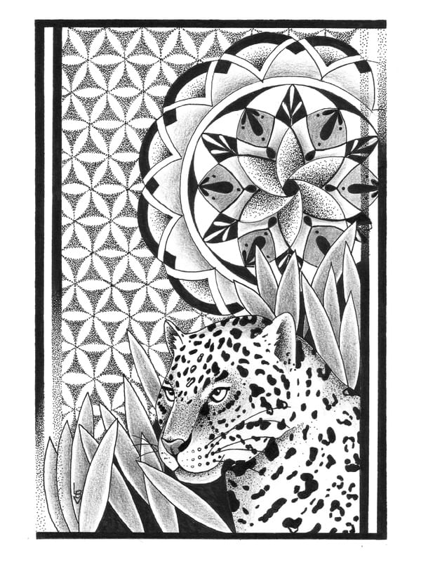 ONÇA E FLOR DA VIDA