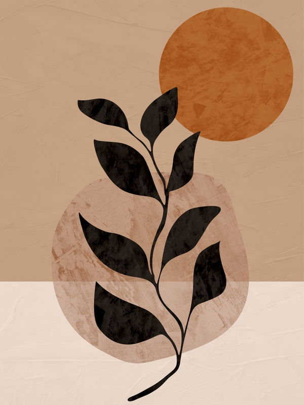 QUADRO DECORATIVO COLORIDO MARROM PRETO - TROPICAL FLORAL BOTÂNICO - 137A