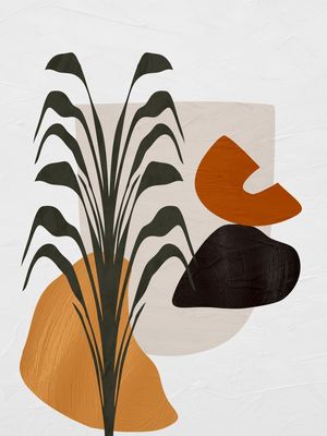 QUADRO DECORATIVO COLORIDO MARROM VERDE - TROPICAL FLORAL BOTÂNICO - 115A