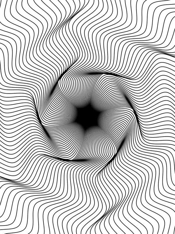 QUADRO DECORATIVO PRETO E BRANCO COM LINHAS - GEOMETRICO FRACTAL - 13A