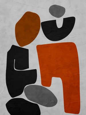 QUADRO DECORATIVO COLORIDO PRETO MARROM - ABSTRATO ORGÂNICO - 368A