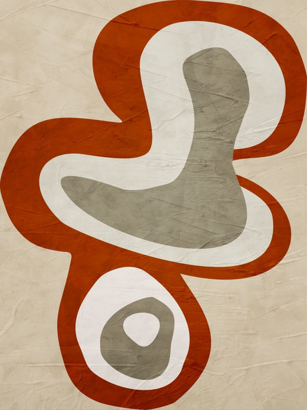 QUADRO DECORATIVO COLORIDO BEGE MARROM - ABSTRATO ORGÂNICO - 370A