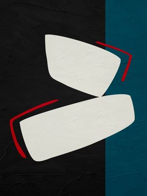 QUADRO DECORATIVO COLORIDO PRETO AZUL TURQUESA - ABSTRATO ORGÂNICO - 385B