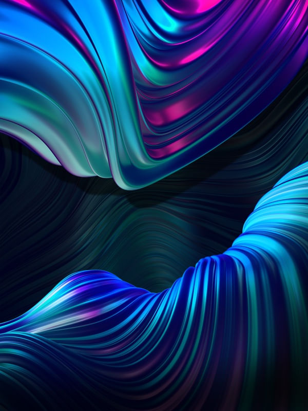 QUADRO DECORATIVO COLORIDO AZUL ROXO - ABSTRATO COLORFUL WAVE - 42A