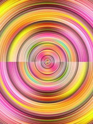 QUADRO DECORATIVO COLORIDO AMARELO ROSA - ABSTRATO COLORFUL CIRCLES - 47A
