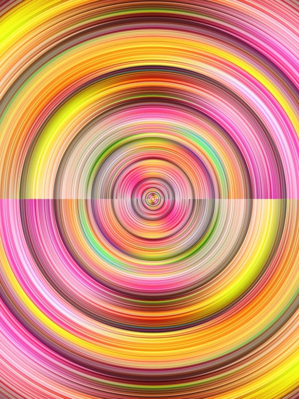QUADRO DECORATIVO COLORIDO AMARELO ROSA - ABSTRATO COLORFUL CIRCLES - 47A