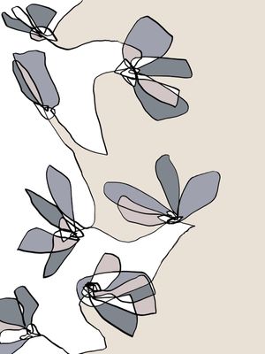 AFFINITY 1 COOL BEGE CINZA - FLORAIS SKETCH MINIMALISTA NEUTRO FLORES ILUSTRAÇÃO