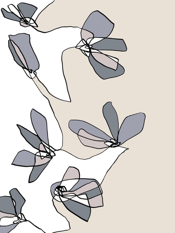 AFFINITY 1 COOL BEGE CINZA - FLORAIS SKETCH MINIMALISTA NEUTRO FLORES ILUSTRAÇÃO