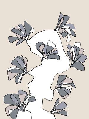 AFFINITY 4 COOL BEGE CINZA - FLORAIS SKETCH MINIMALISTA NEUTRO FLORES ILUSTRAÇÃO