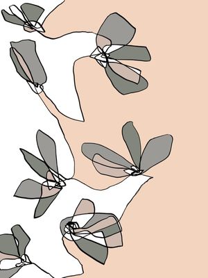 AFFINITY 1 WARM BEGE CINZA - FLORAIS SKETCH MINIMALISTA NEUTRO FLORES ILUSTRAÇÃO