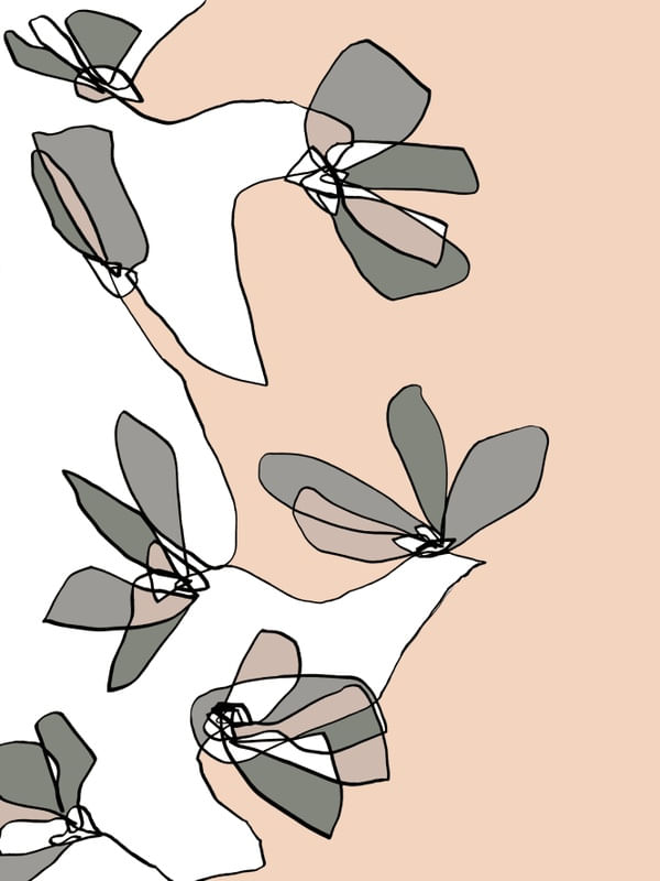 AFFINITY 1 WARM BEGE CINZA - FLORAIS SKETCH MINIMALISTA NEUTRO FLORES ILUSTRAÇÃO