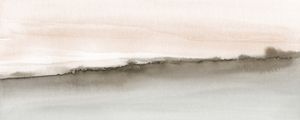 ABSTRACT WATERCOLOR LANDSCAPE IN CORAL AND SEPIA - PANORAMIC