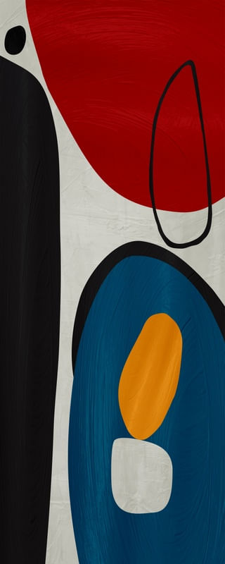 QUADRO DECORATIVO PANORAMICO COLORIDO AZUL VERMELHO - ABSTRATO ORGÂNICO - 358A-PV