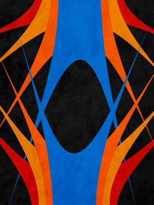 QUADRO DECORATIVO COLORIDO AZUL VERMELHO - ABSTRATO GEOMETRICO - 751C