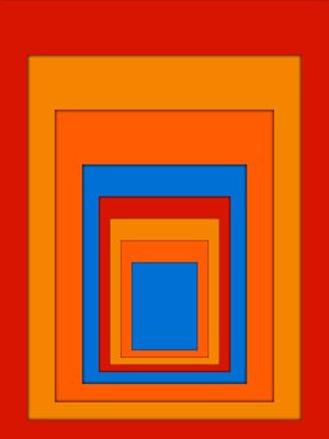 QUADRO DECORATIVO COLORIDO VERMELHO AZUL- ABSTRATO GEOMETRICO - 750A2