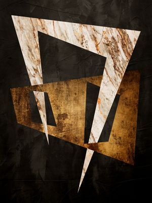 QUADRO DECORATIVO COLORIDO MARROM PRETO - ABSTRATO GEOMETRICO - 743A