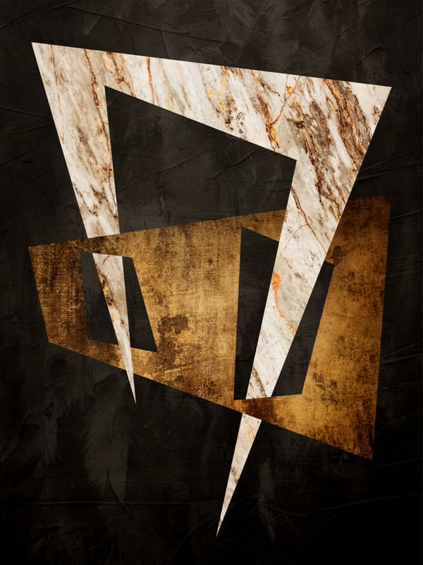 QUADRO DECORATIVO COLORIDO MARROM PRETO - ABSTRATO GEOMETRICO - 743A
