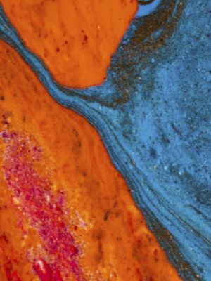 TEXTURA EM MOVIMENTO ABSTRATO TONS DE AZUL LARANJA MARROM OP 17