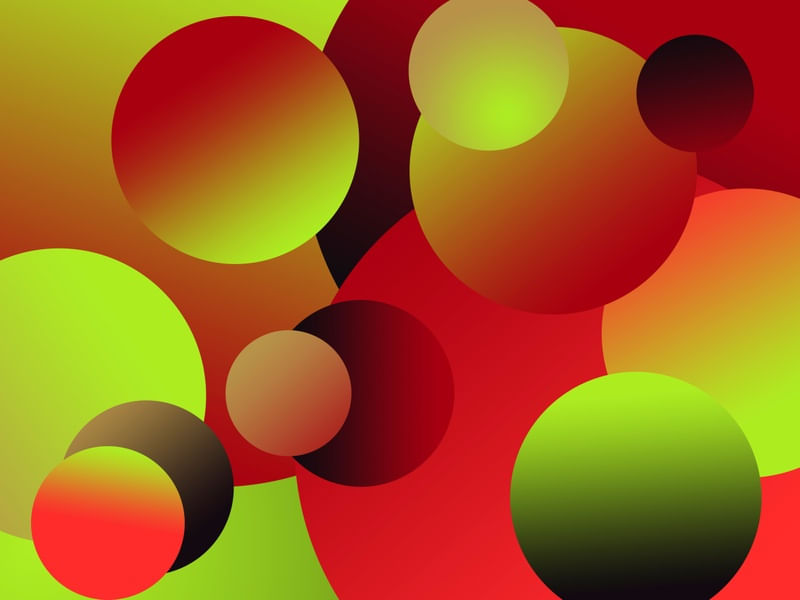 QUADRO SÉRIE GEOMETRICA CÍRCULOS DEGRADÊ VERMELHO E VERDE OP 08