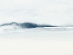 BLUE WATERCOLOR FOGGY LANDSCAPE