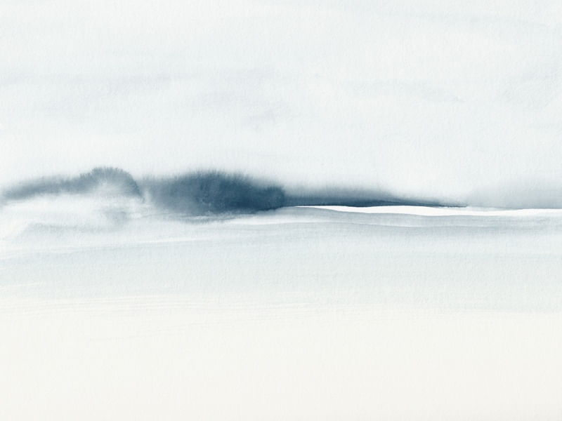 BLUE WATERCOLOR FOGGY LANDSCAPE