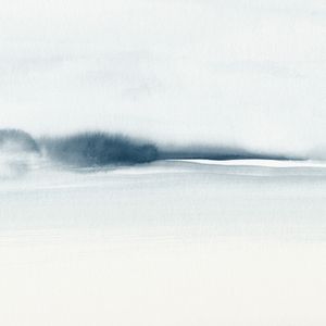 BLUE WATERCOLOR FOGGY LANDSCAPE - SQUARE