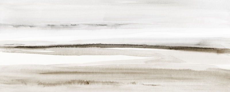 WATERCOLOR SHORE IN NEUTRAL COLORS - PANORAMIC