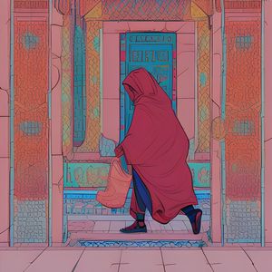 CENA DE RUA MARROQUINA - MULHER COM BOLSA E A ARTE DE COMBINAR ELEMENTOS ÚNICOS BY AI
