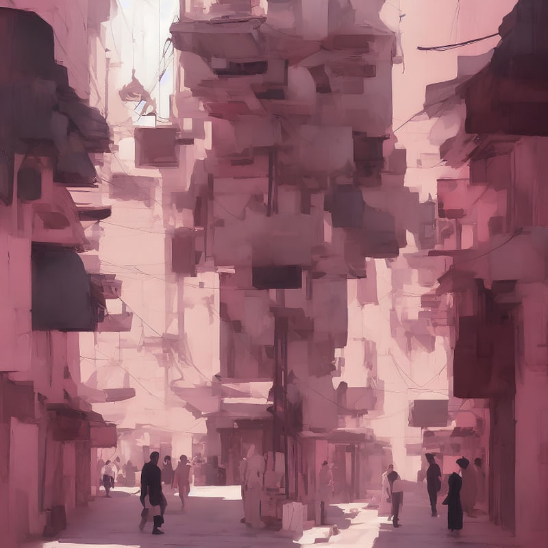 A REPRESENTAÇÃO ARTÍSTICA CAPTURA A INTRICADEZA DA CENA URBANA EM MARROCOS - BY AI