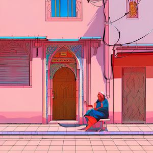 TEXTURA ROSA EM DESTAQUE - ILUSTRAÇÃO ARTÍSTICA DA RUA EM MARROCOS - BY AI