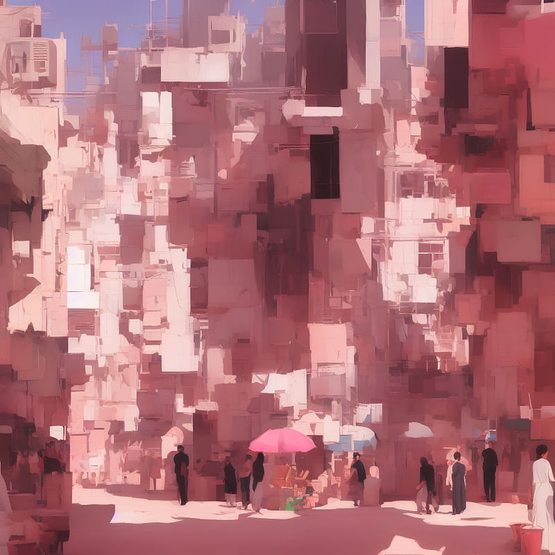 TEXTURA ROSA EM DESTAQUE - DESENHO DE LINHAS DE ARTE NA CENA URBANA MARROQUINA BY AI