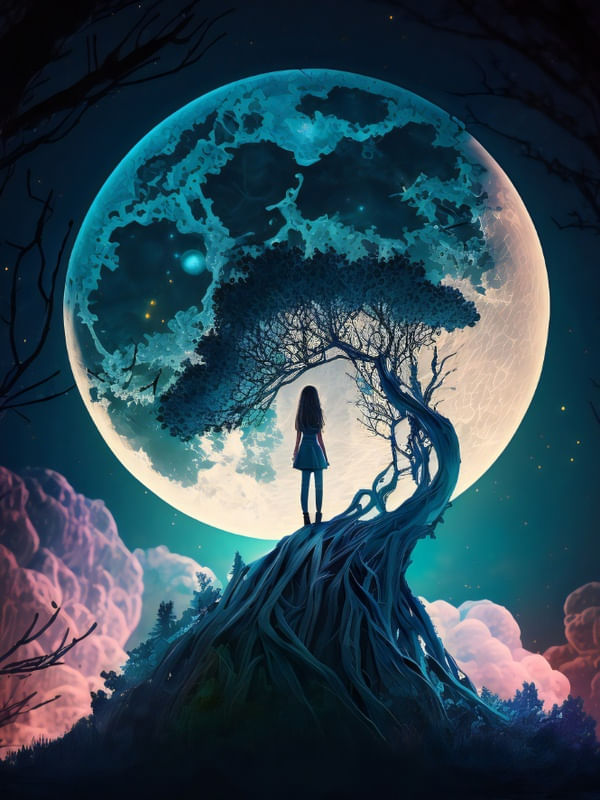GAROTA ENCANTADA PELO CÉU NOTURNO - BY AI