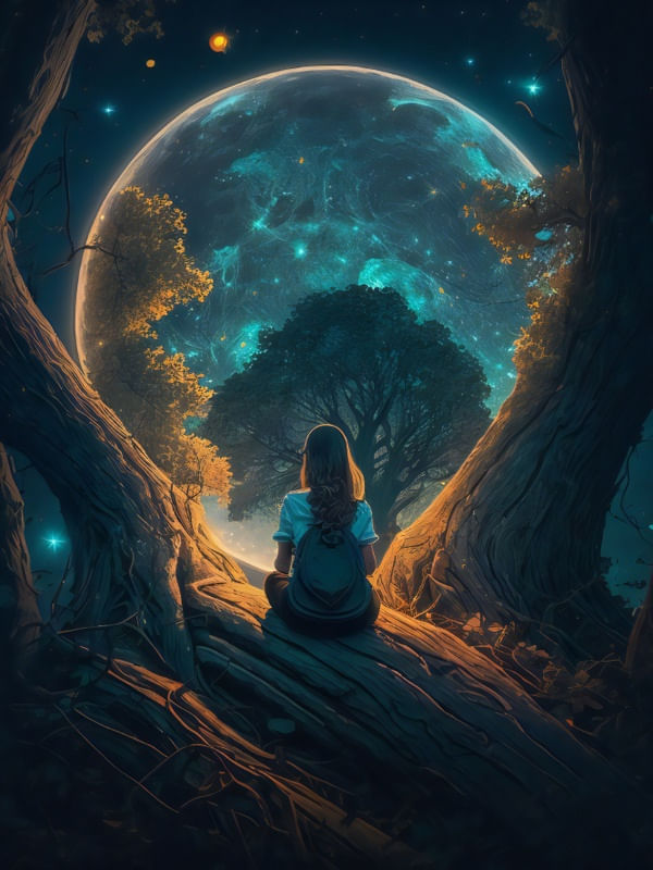 JOVEM EXPLORANDO A BELEZA DO COSMOS - BY AI