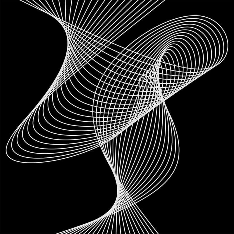 QUADRO DECORATIVO QUADRADO PRETO E BRANCO - GEOMETRICO FRACTAL - 18A2-Q