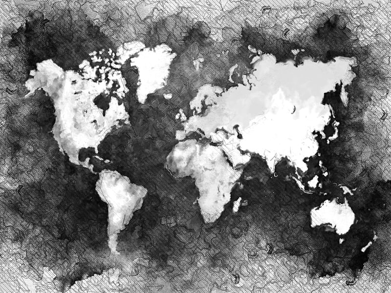 WORLD MAP BLACK AND WHITE