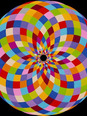 QUADRO DECORATIVO COLORIDO AZUL AMARELO - GEOMETRICO FRACTAL - 26D2