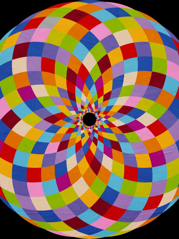 QUADRO DECORATIVO COLORIDO AZUL AMARELO - GEOMETRICO FRACTAL - 26D2