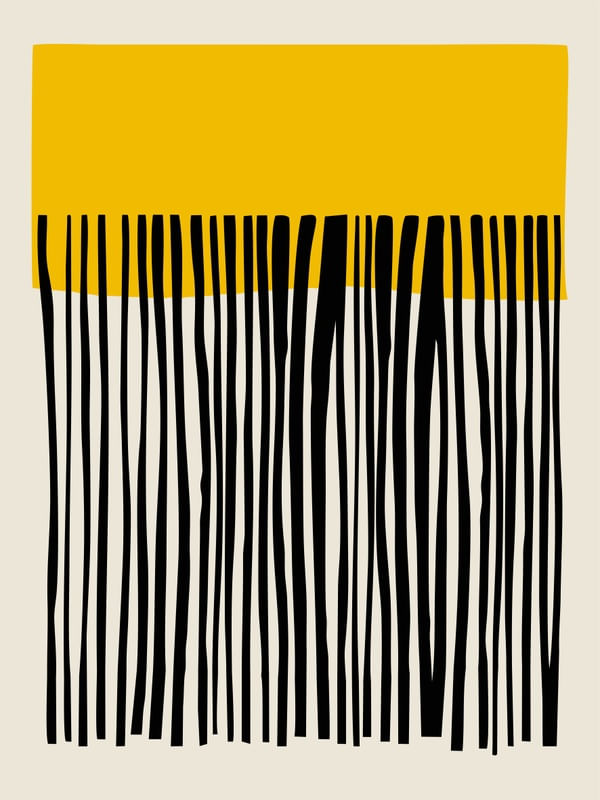 QUADRO DECORATIVO COLORIDO AMARELO PRETO - ABSTRATO MINIMALISTA - 01A