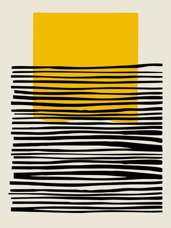 QUADRO DECORATIVO COLORIDO AMARELO PRETO - ABSTRATO MINIMALISTA - 01C