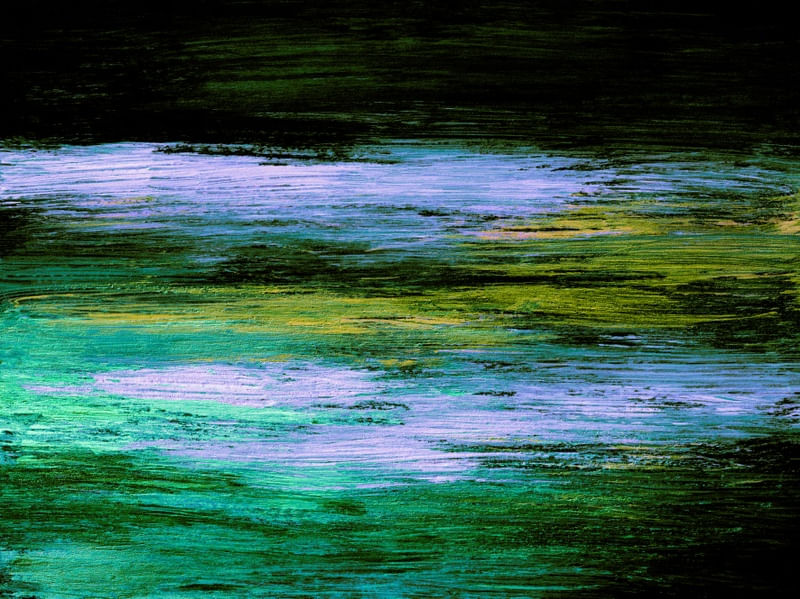 MIDNIGHT CASCADE 3 - ABSTRATO PAISAGEM COLORIDO PANORAMICO ELEGANTE PINTURA