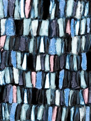 CONVERGENCE 6 RETRATO - AZUL TURQUESA ROSA GEOMETRICO ABSTRATO PINTURA