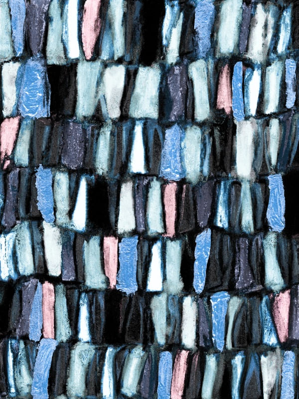 CONVERGENCE 6 RETRATO - AZUL TURQUESA ROSA GEOMETRICO ABSTRATO PINTURA