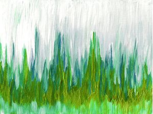 FREQUENCY 7 PAISAGEM - LIMAO VERDE CERCETA BRANCO ABSTRATO ORGANICO PINTURA