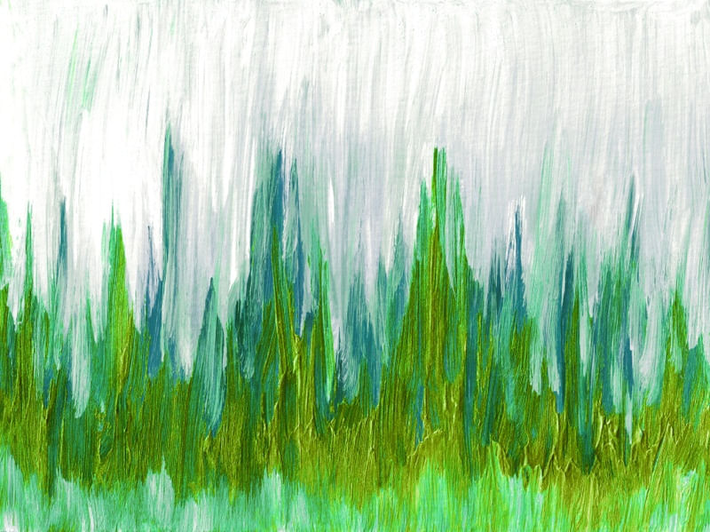 FREQUENCY 7 PAISAGEM - LIMAO VERDE CERCETA BRANCO ABSTRATO ORGANICO PINTURA