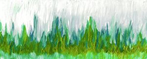 FREQUENCY 7 PANORAMICO - LIMAO VERDE CERCETA BRANCO ABSTRATO ORGANICO PINTURA